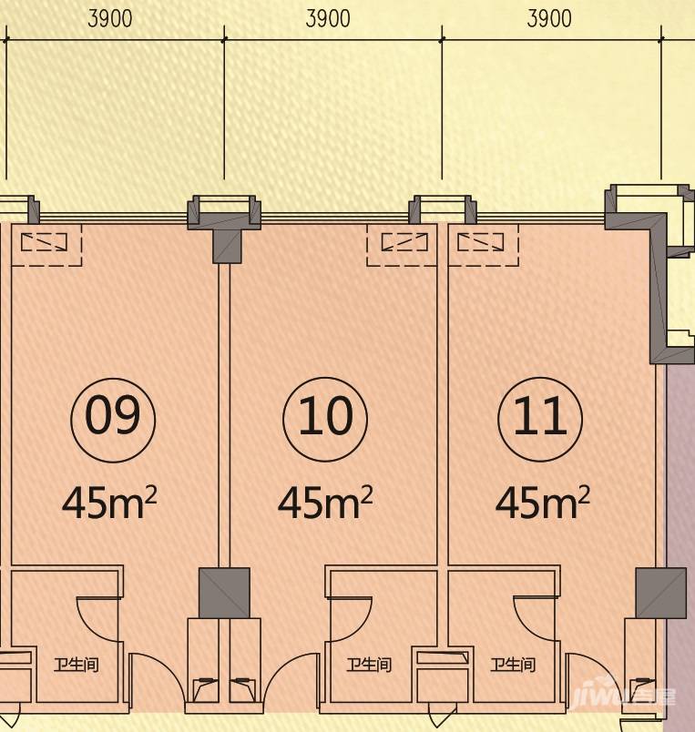 盈生林上湾1室1厅1卫45㎡户型图