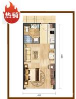 杭州未来广场1室2厅1卫46㎡户型图