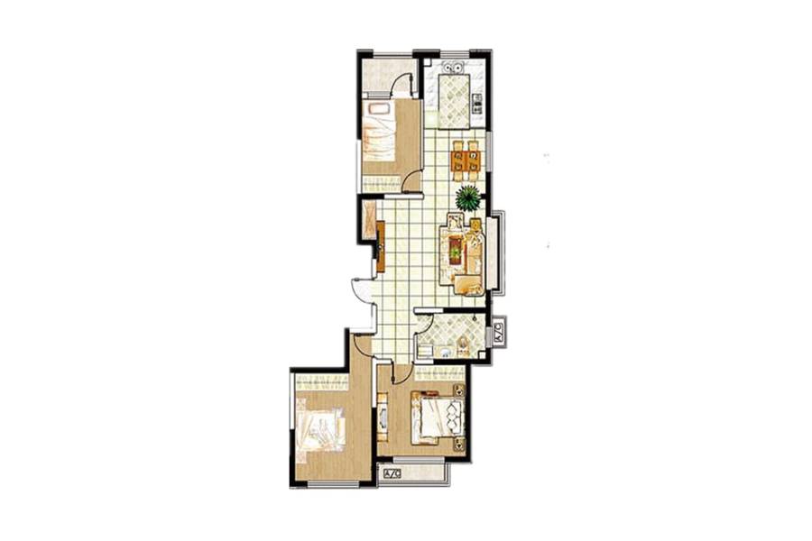 山花泰和府3室2厅1卫119㎡户型图