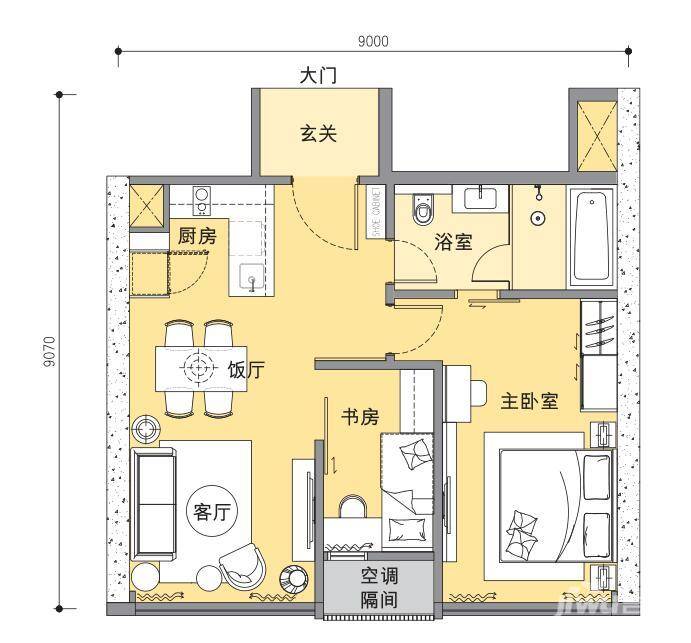 吉隆坡 STAR星之宿3期2室2厅1卫74㎡户型图