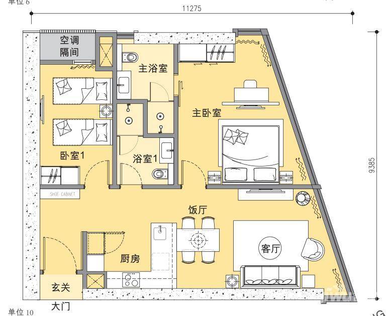 吉隆坡 STAR星之宿3期2室2厅2卫88㎡户型图