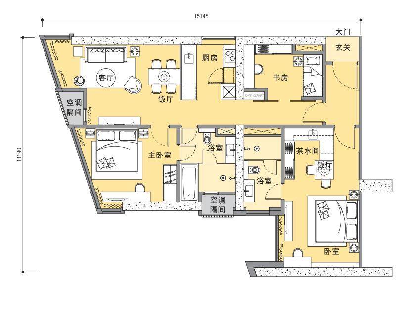 吉隆坡 STAR星之宿3期3室2厅2卫124㎡户型图