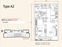 吉隆坡 8Kia Peng 公寓2室2厅2卫66.6㎡户型图