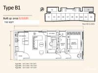 吉隆坡 8Kia Peng 公寓2室2厅1卫68.1㎡户型图