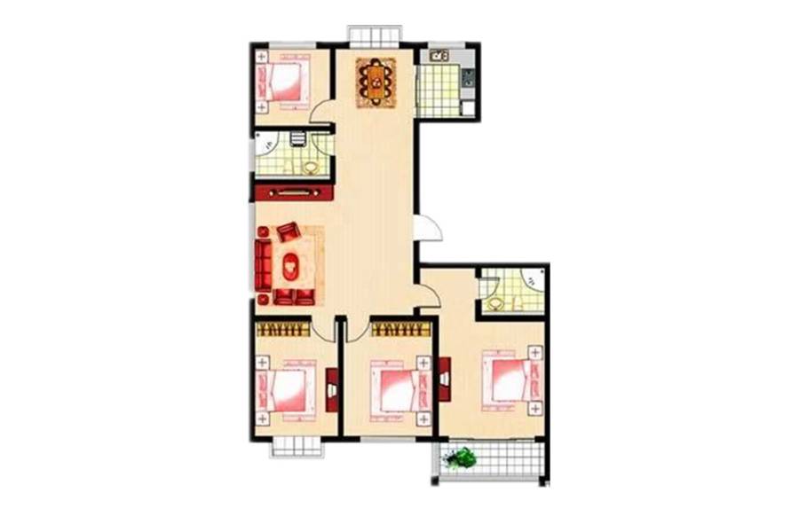 盛德世纪家园4室2厅2卫168㎡户型图