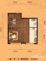 宝湖福邸公寓（70年）1室1厅1卫50㎡户型图