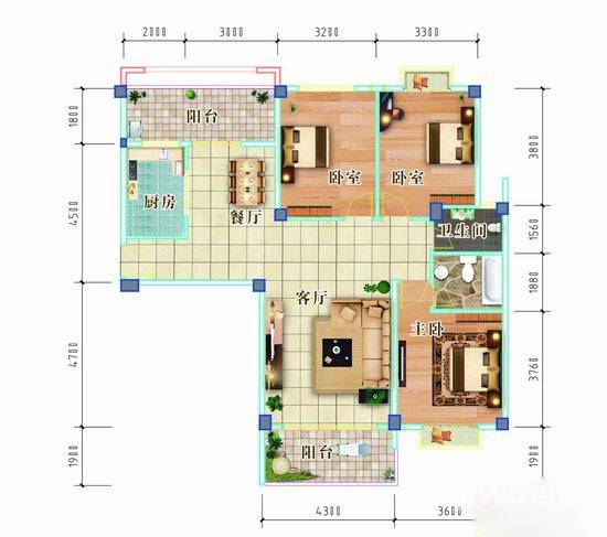 德馨家园3室2厅2卫124㎡户型图