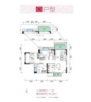 香江半岛3室2厅1卫95㎡户型图