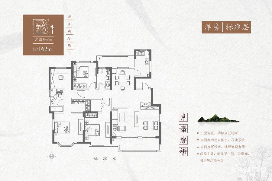 红星紫御半山4室2厅2卫162㎡户型图