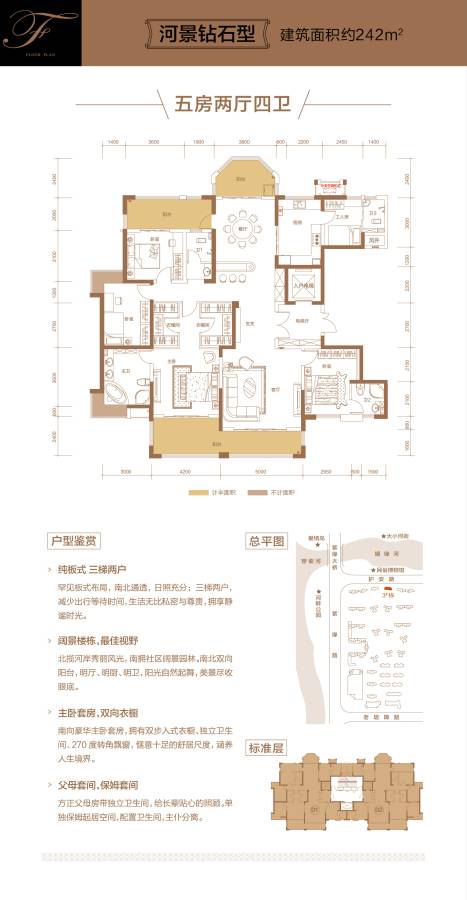 三一翡翠湾5室2厅4卫242㎡户型图