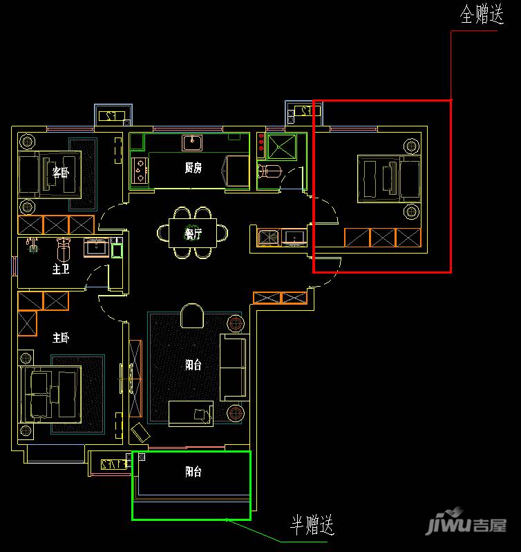 天琴湾3室2厅1卫85㎡户型图