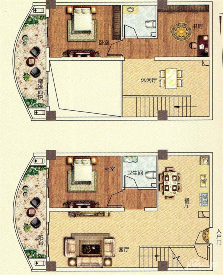 佳田西湖岸3室2厅2卫101.2㎡户型图