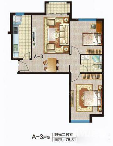 海涛新都A区1室1厅1卫78.3㎡户型图