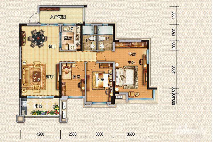 碧桂园东江凤凰城凤凰湾4室2厅2卫137㎡户型图