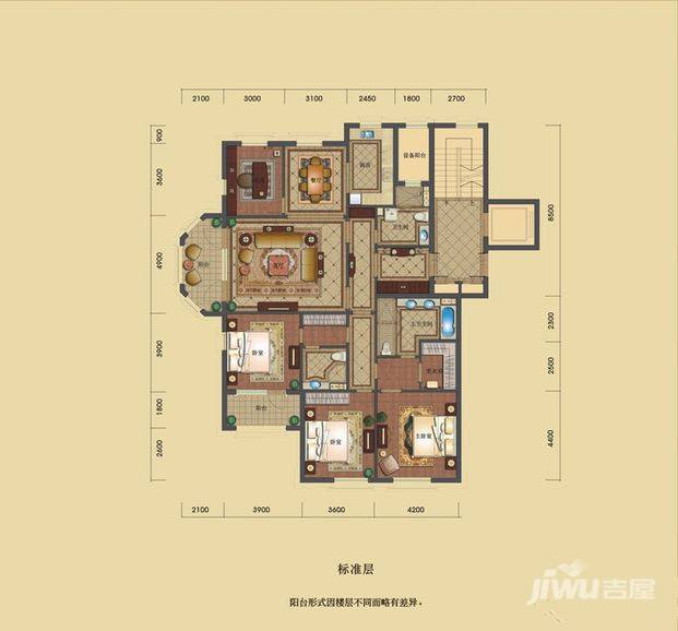 绿城英溪桃源4室2厅3卫202㎡户型图