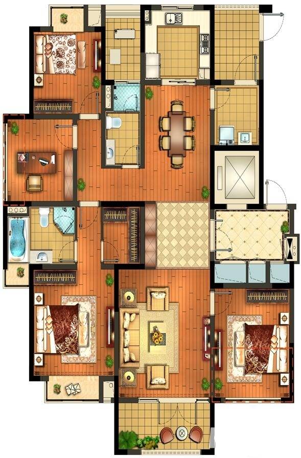 颐和湾花园4室2厅2卫172㎡户型图