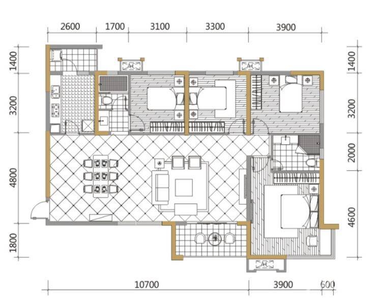 邦泰国际社区2天耀4室2厅2卫118㎡户型图