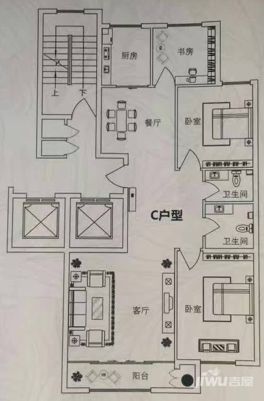 塞上骄子3室2厅2卫129㎡户型图