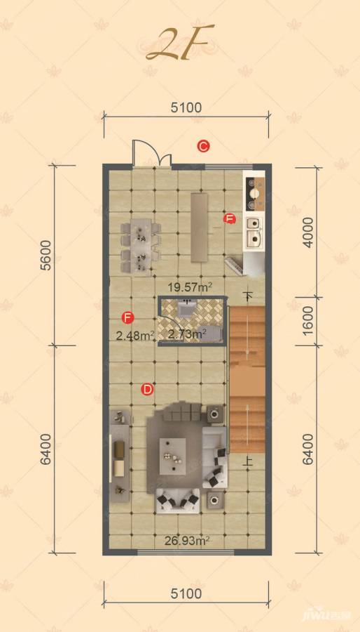 郁金香墅2室4厅3卫187㎡户型图