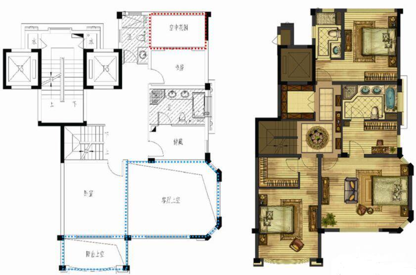 青蓝公寓5室2厅5卫280㎡户型图