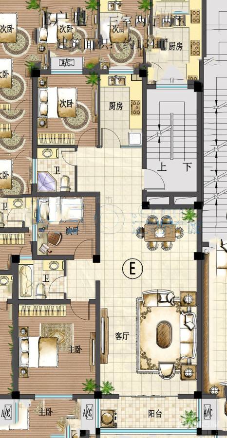 包家新村公寓3室2厅2卫134㎡户型图