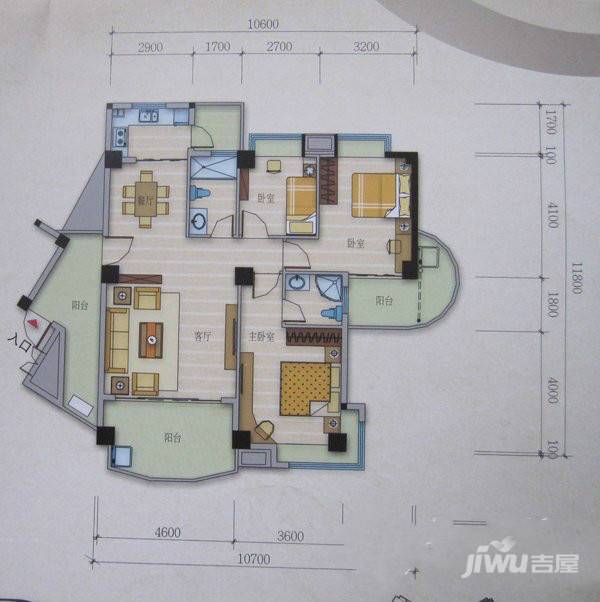 锦绣家园3室2厅2卫126.2㎡户型图