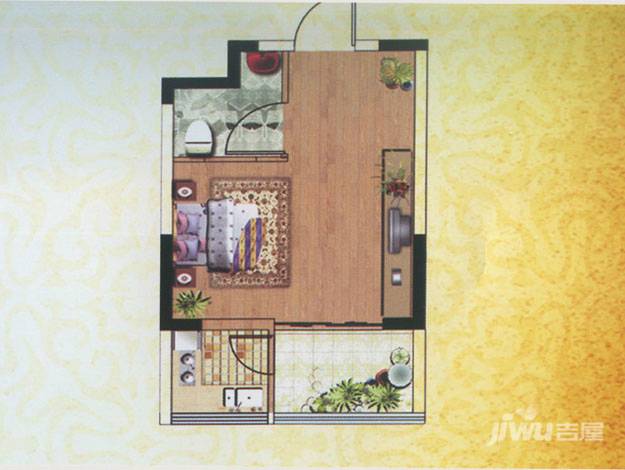 锦绣巴黎华庭1室1厅1卫38㎡户型图