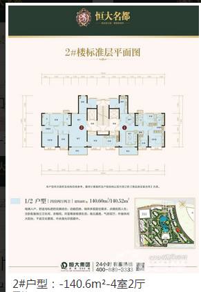 恒大名都4室2厅0卫140.6㎡户型图