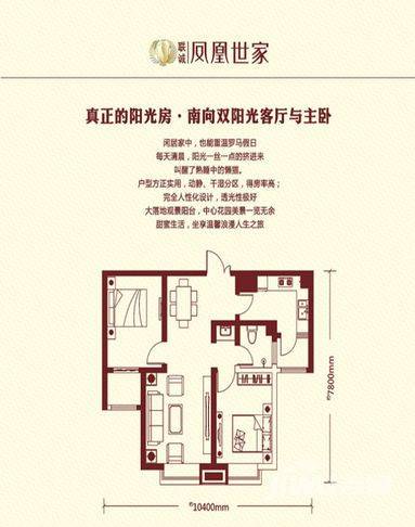 联诚凤凰世家2室2厅1卫89.2㎡户型图