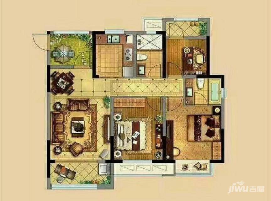 金科廊桥水岸3室2厅2卫110㎡户型图