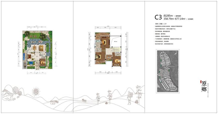 雅居乐云南原乡别墅-独栋285㎡户型图