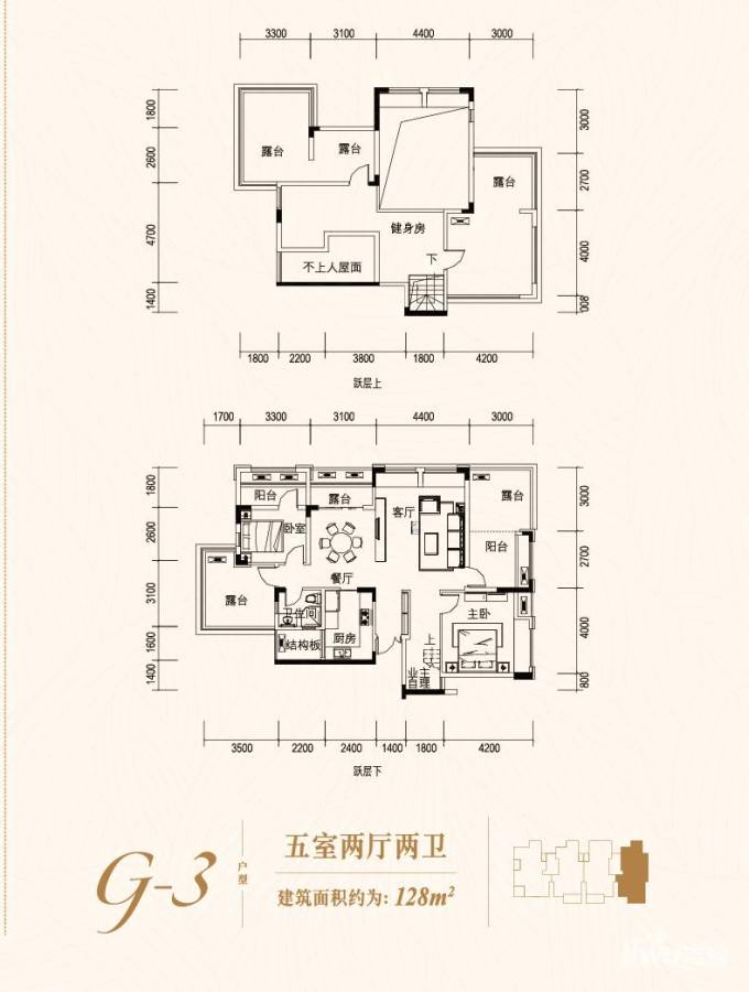 未来城市5室2厅2卫128㎡户型图