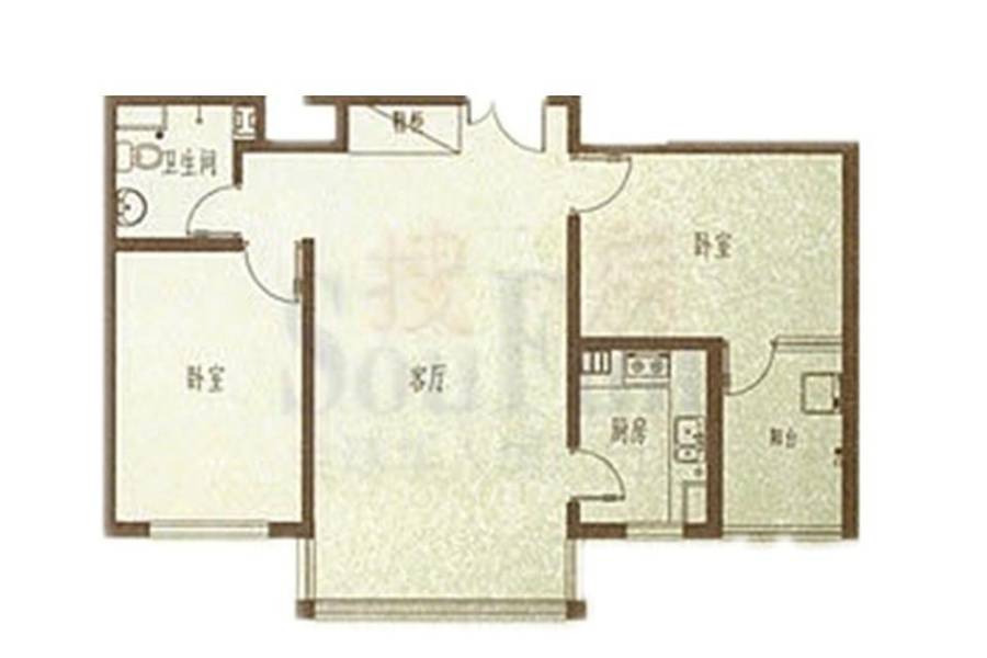 绿洲新城2室1厅1卫91.9㎡户型图