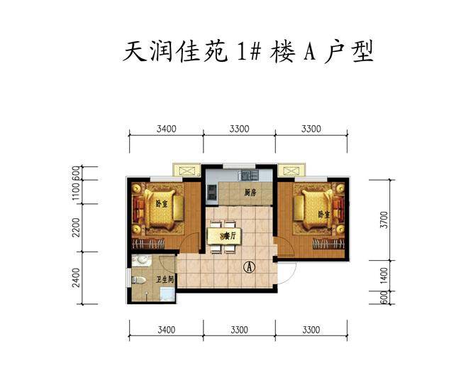 天润佳苑2室1厅1卫户型图