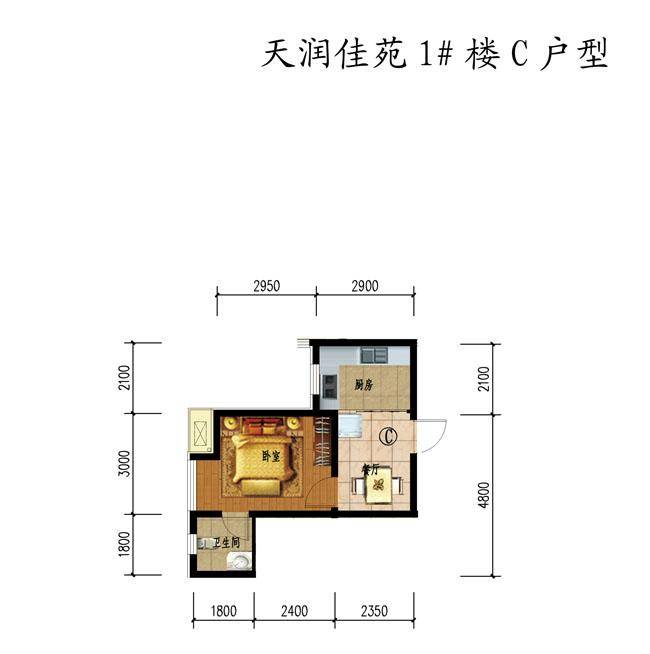 天润佳苑1室1厅1卫户型图