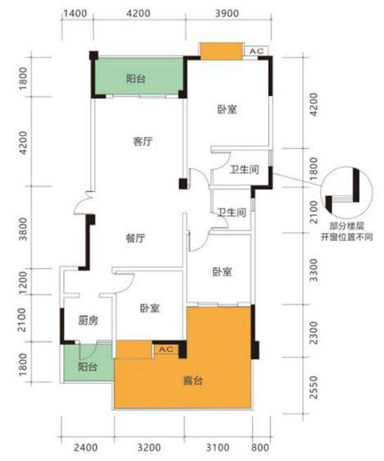 赛越时代广场3室2厅2卫120.1㎡户型图