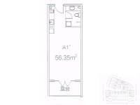 临海听涛1室1厅1卫56.4㎡户型图