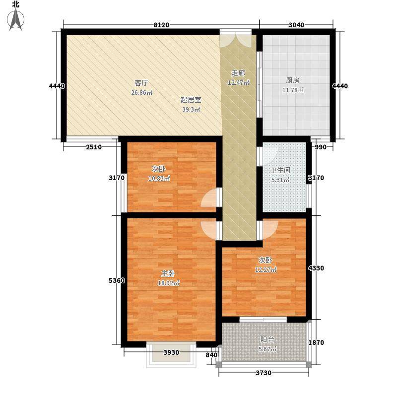 万瑞凤凰城3室2厅1卫128㎡户型图