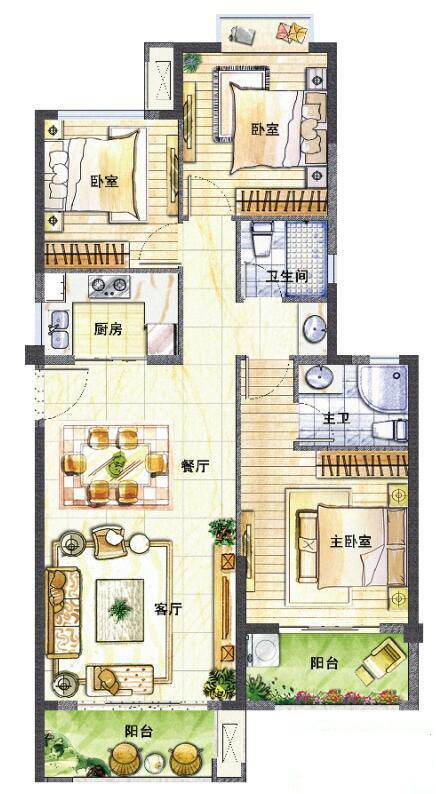 融侨观邸3室2厅2卫115.8㎡户型图