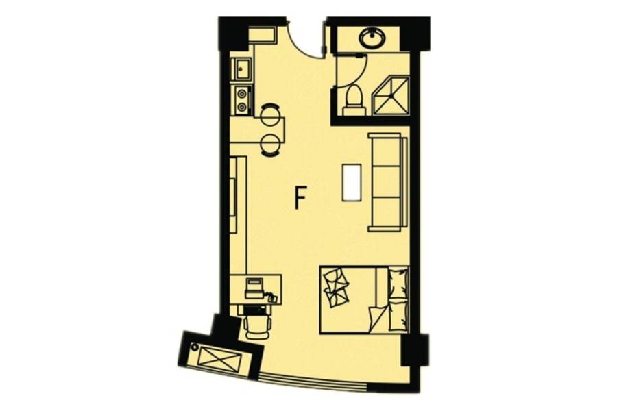 名湾1室2厅1卫47.7㎡户型图