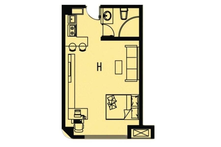 名湾1室1厅1卫47.6㎡户型图