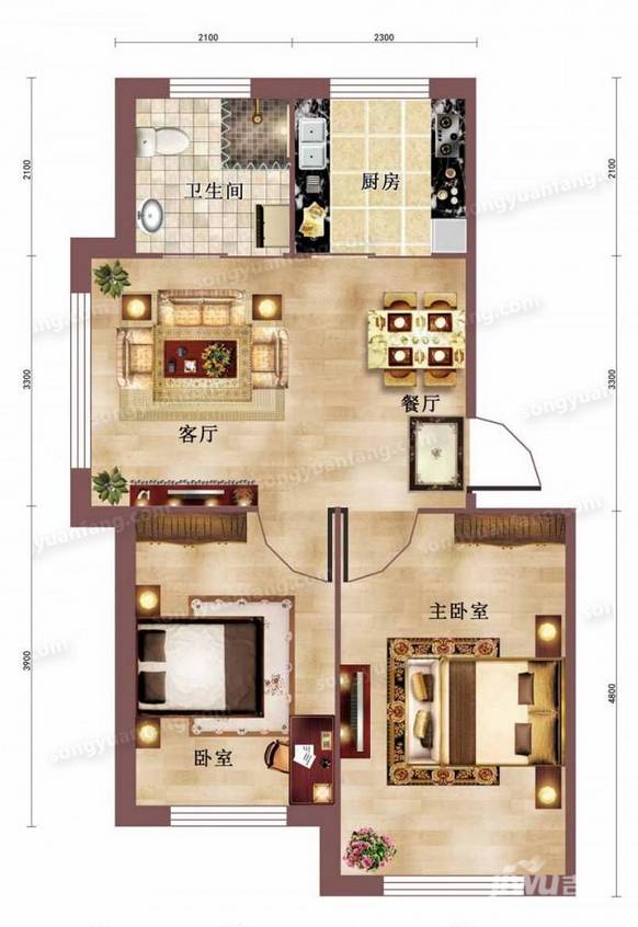 东方赛纳普通住宅59㎡户型图