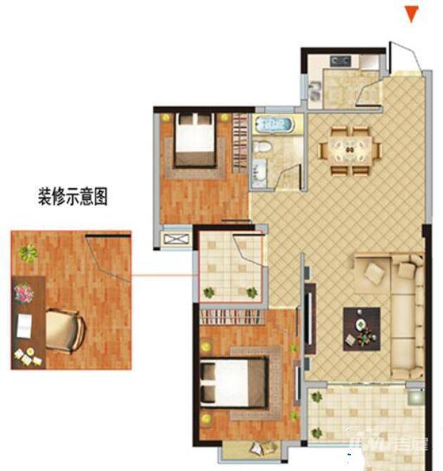 万星?国际影城2室2厅1卫97㎡户型图