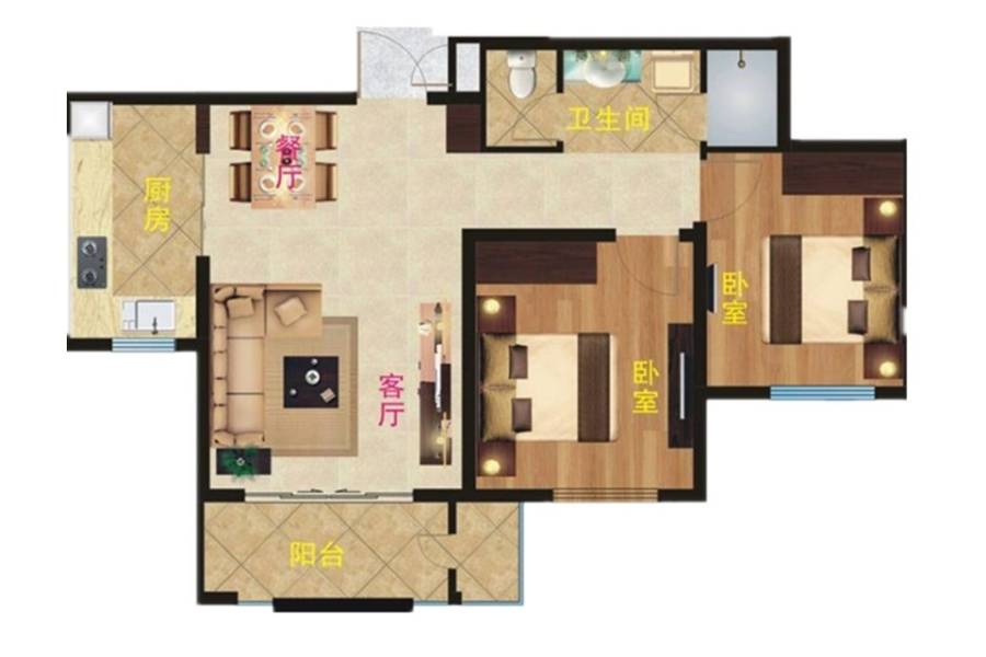 丰荟上海花园2室2厅1卫82㎡户型图