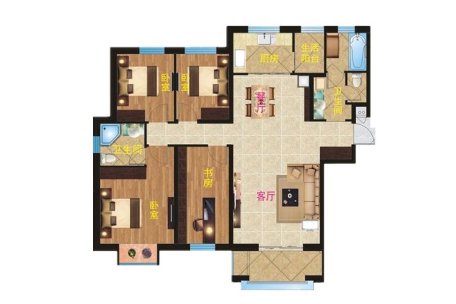 丰荟上海花园4室2厅2卫155㎡户型图
