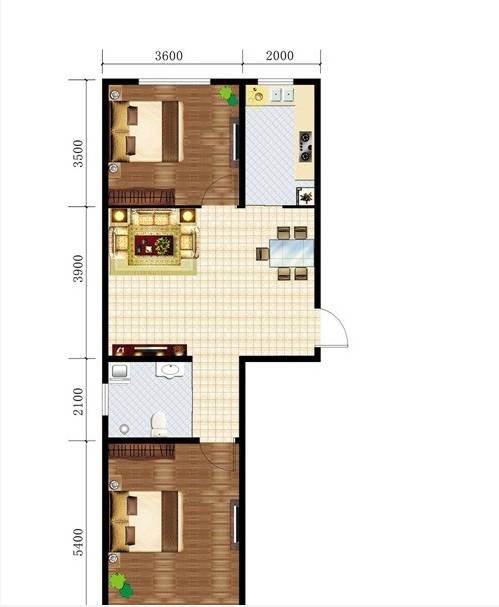 临江阁2室1厅1卫户型图