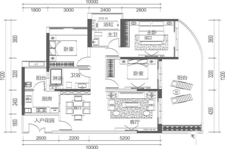 保利半岛一号3室2厅2卫139㎡户型图