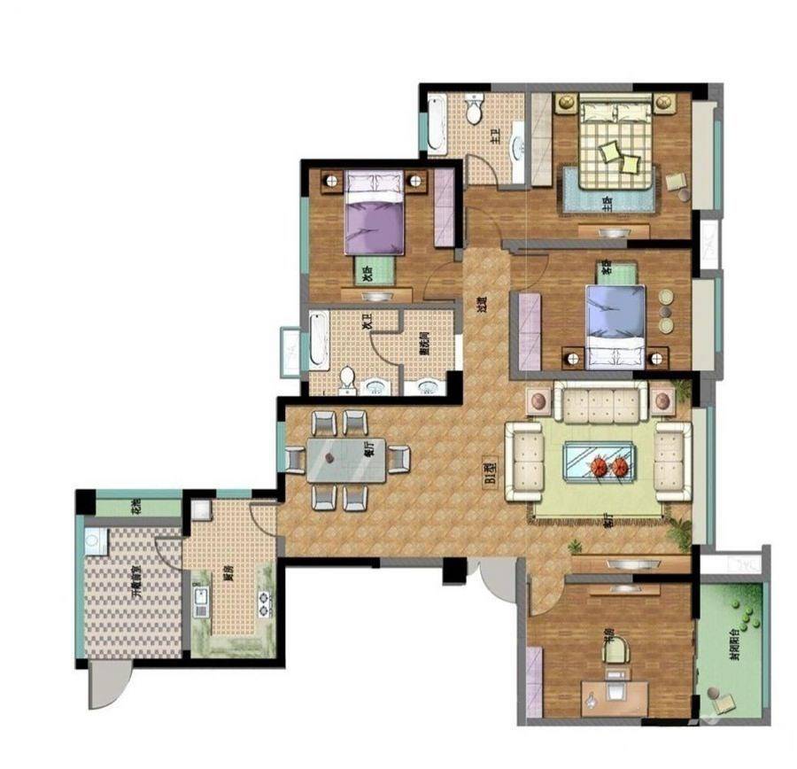 三门峡复兴社区5室2厅2卫180㎡户型图