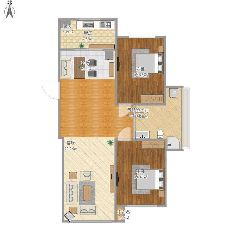 南湖公寓二期2室2厅1卫118.2㎡户型图