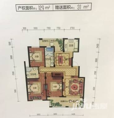 溪上篁庭3室2厅2卫129㎡户型图